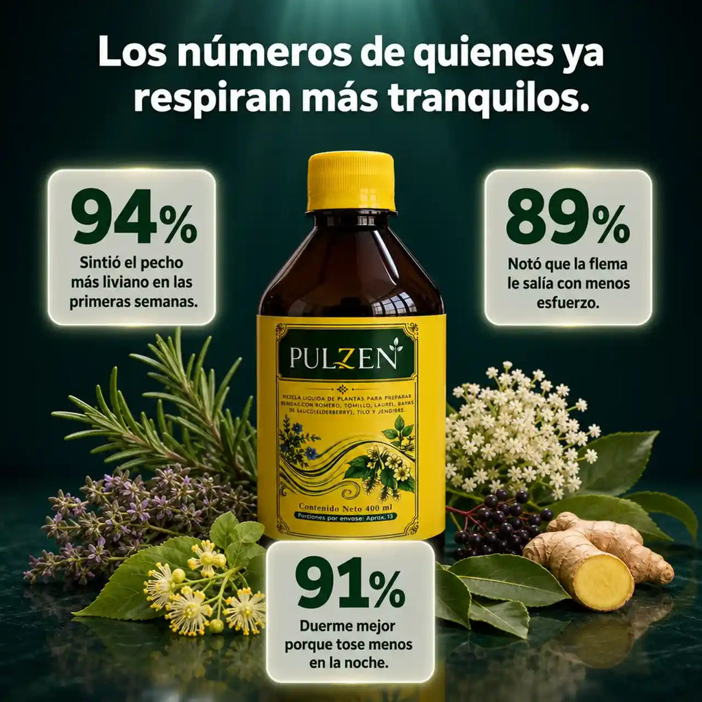 Pulzen - un jarabe natural para la tos y para ayudar a respirar mejor, hecho a base de plantas.