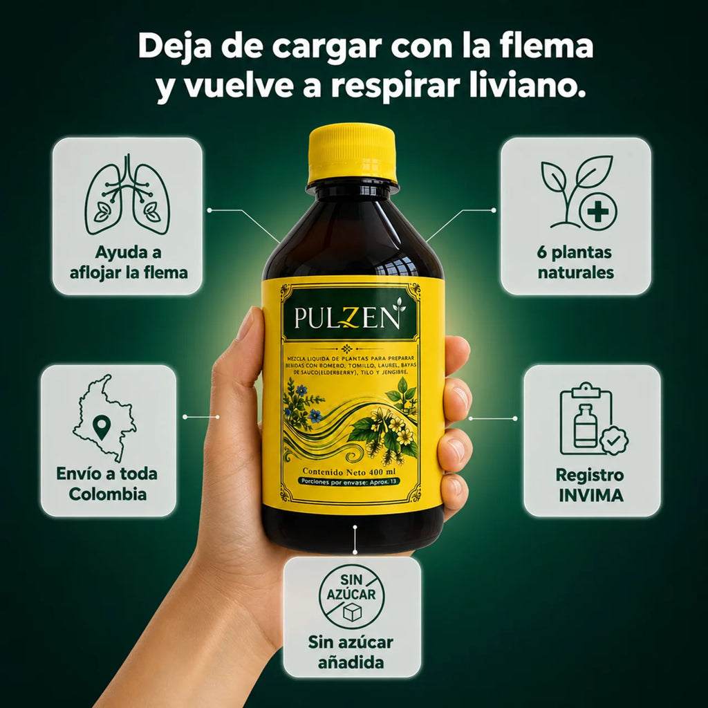 Pulzen - un jarabe natural para la tos y para ayudar a respirar mejor, hecho a base de plantas.